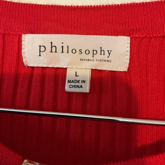 NWT Philosophy beautiful Poppy Red ribbed pullover Sweater size Large perfect ❤️ - Picture 3 of 5